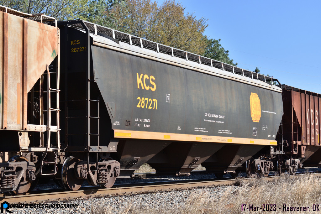 PRN2023030165_400 Kansas City Southern KCS 287271 Hopper Car 58 0" LO C114 3 Bay Covered Cylindrical 5188cf